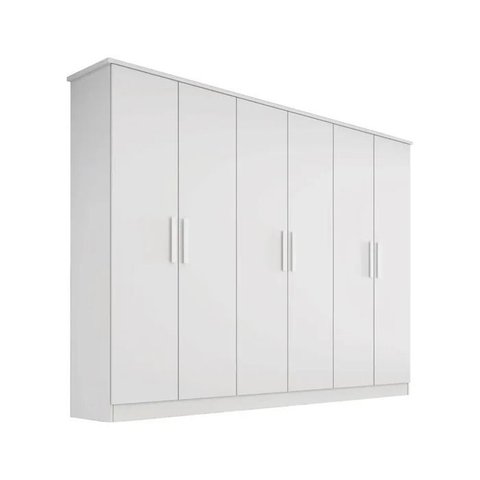 Guarda Roupa Casal Nina 100% Mdf 6 Portas 4 Gavetas Puxador em Madeira - Bianchi Móveis