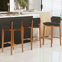 Ver imagem 2 de Kit 03 Banquetas Alta para Cozinha Sala de Jantar Bar Dara L02 Linho Verde Musgo - Lyam Decor