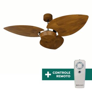 Ventilador de Teto Com Controle Remoto Natuvent Dahlia No Light 3 Pás Madeira Imbuia 127v