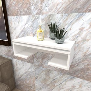 Aparador Rack Branco Off White Moderno Cantinho Café Escritorio Simples Bancada Suspensa