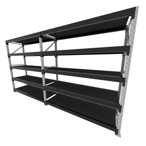 Mini Porta Pallet 200 Kg por Nivel Inicial + Continuação com 5 Niveis Preto com Mdf Preto
