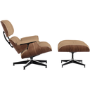 Ver imagem 1 de Poltrona com Puff Charles Eames Madeira Imbúia Couro Ecológico:marfim