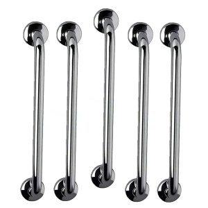 Barra de Apoio 40cm Aço Inox Kit 5 Unidades Acessibilidade Cadeirante Idoso Deficiente Banheiro Box 