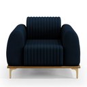 Ver imagem 6 de Kit 02 Poltronas Decorativa Base Madeira Pés D'Ouro Molino D02 Veludo Azul Oxford C-304 - Lyam