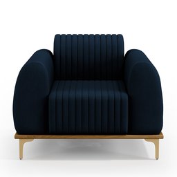 Kit 02 Poltronas Decorativa Base Madeira Pés D'Ouro Molino D02 Veludo Azul Oxford C-304 - Lyam - 6 Kit 02 Poltronas Decorativa Base Madeira Pés D'Ouro Molino D02 Veludo Azul Oxford C-304 - Lyam - 6