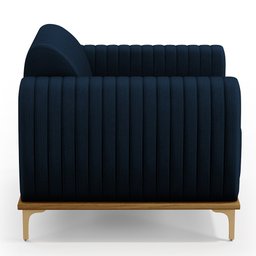 Kit 02 Poltronas Decorativa Base Madeira Pés D'Ouro Molino D02 Veludo Azul Oxford C-304 - Lyam - 7 Kit 02 Poltronas Decorativa Base Madeira Pés D'Ouro Molino D02 Veludo Azul Oxford C-304 - Lyam - 7