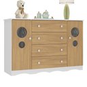 Ver imagem 2 de Cômoda Infantil 125cm 2 Portas com Vidro e 4 Gavetas Sonho Multimóveis Mp4475 Branco/madeirado