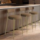 Ver imagem 1 de Banqueta Cozinha Alta com Encosto Kit 3 Industrial Dourado Londres New Couro Flex D03 - D'Rossi