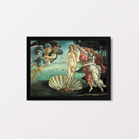 Quadro Botticelli The Birth of Venus 33x24cm - com vidro:Madeira branca