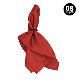 Kit 8 Peças Guardanapo Tecido Oxford Liso Vermelho com Bainha para Mesa Posta - 1