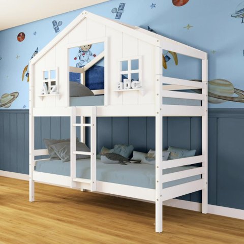 Beliche Casinha Dos Sonhos Madeira Maciça Branco Megamobilia