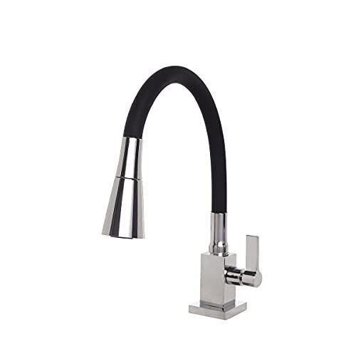 Torneira Cozinha Flexível Quadrada Bancada Cone Preto 2 Jato - 2