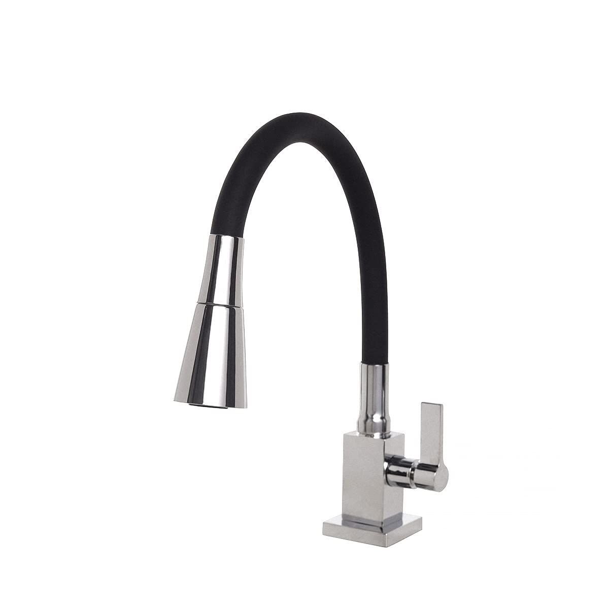 Torneira Cozinha Flexível Quadrada Bancada Cone Preto 2 Jato - 1