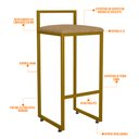 Ver imagem 3 de Banqueta Alta Para Cozinha Sala De Jantar Hanna L02 Dourado Linho Bege Escuro - Lyam Decor
