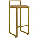 Ver imagem 1 de Banqueta Alta Para Cozinha Sala De Jantar Hanna L02 Dourado Linho Bege Escuro - Lyam Decor