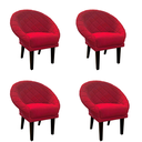 Ver imagem 1 de Kit 4 Cadeiras Sala de Estar Liz Veludo Vermelho