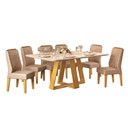 Ver imagem 1 de Conjunto Sala de Jantar Mesa Tampo Retangular Chanfrado Curvo Mad/vid 160 X 90cm Kiara Cedro Off Whi