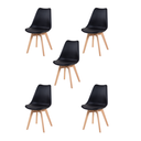 Ver imagem 2 de Kit c/5 cadeiras Leda – Charles Eames Saarinen Wood com almofada Preta