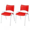 Ver imagem 1 de Cadeira Iso Base Branco , Escritório Vermelho Kit 2 Un