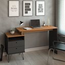 Ver imagem 5 de Conjunto Escrivaninha Regulável Estilo Industrial com 2 Gavetas e Estante Star 5 Prateleiras Freijo Preto Artany