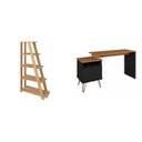 Ver imagem 2 de Conjunto Escrivaninha Regulável Estilo Industrial com 2 Gavetas e Estante Star 5 Prateleiras Freijo Preto Artany