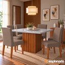 Ver imagem 2 de Conjunto Sala de Jantar Amsterdã New Mesa com Tampo Giratório 6 Cadeiras Trieste Madeirado/Mascavo
