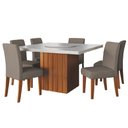 Ver imagem 1 de Conjunto Sala de Jantar Amsterdã New Mesa com Tampo Giratório 6 Cadeiras Trieste Madeirado/Mascavo
