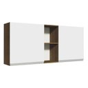 Ver imagem 1 de Armário de Cozinha Aéreo 150 cm 2 Portas e 2 Nichos Rustic/Branco Glamy Madesa