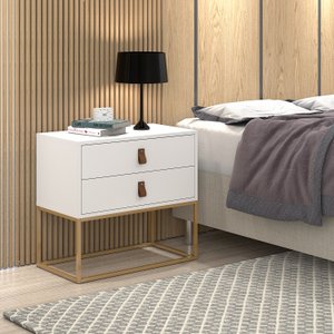 Criado Unic 2 Gavetas para Quarto de Casal Branco