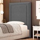 Ver imagem 1 de Cabeceira Cama Box Solteiro Alba 90cm com Frame Veludo Cinza - Desk Design