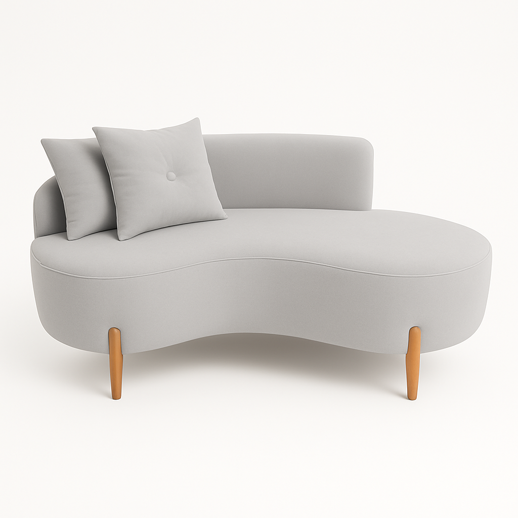 Sofá Curvo Orgânico 2 Pessoas Cm Bouclê Cinza Sofa Montanaris - 3