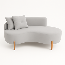 Sofá Curvo Orgânico 2 Pessoas Cm Bouclê Cinza Sofa Montanaris - 3