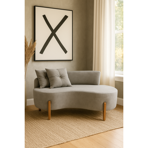 Sofá Curvo Orgânico 2 Pessoas Cm Bouclê Cinza Sofa Montanaris
