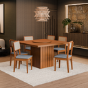 Ver imagem 1 de Conjunto Sala de Jantar Mesa Santiago 1,36 com 6 Cadeiras e Tampo Giratório