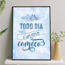 Ver imagem 1 de Quadro Todo dia um novo começo 33x24cm - com vidro:Madeira branca