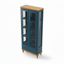 Ver imagem 3 de Cristaleira 2 Portas 1 Gaveta Ecomem MDF Montada Azul Petróleo - Imbuia