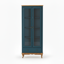 Ver imagem 2 de Cristaleira 2 Portas 1 Gaveta Ecomem MDF Montada Azul Petróleo - Imbuia