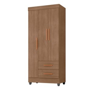 Roupeiro Lite 3 Portas 2 Gavetas Guarda-roupa Solteiro - Carvalho Oak