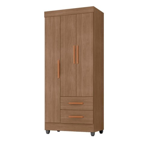 Roupeiro Lite 3 Portas 2 Gavetas Guarda-roupa Solteiro - Carvalho Oak