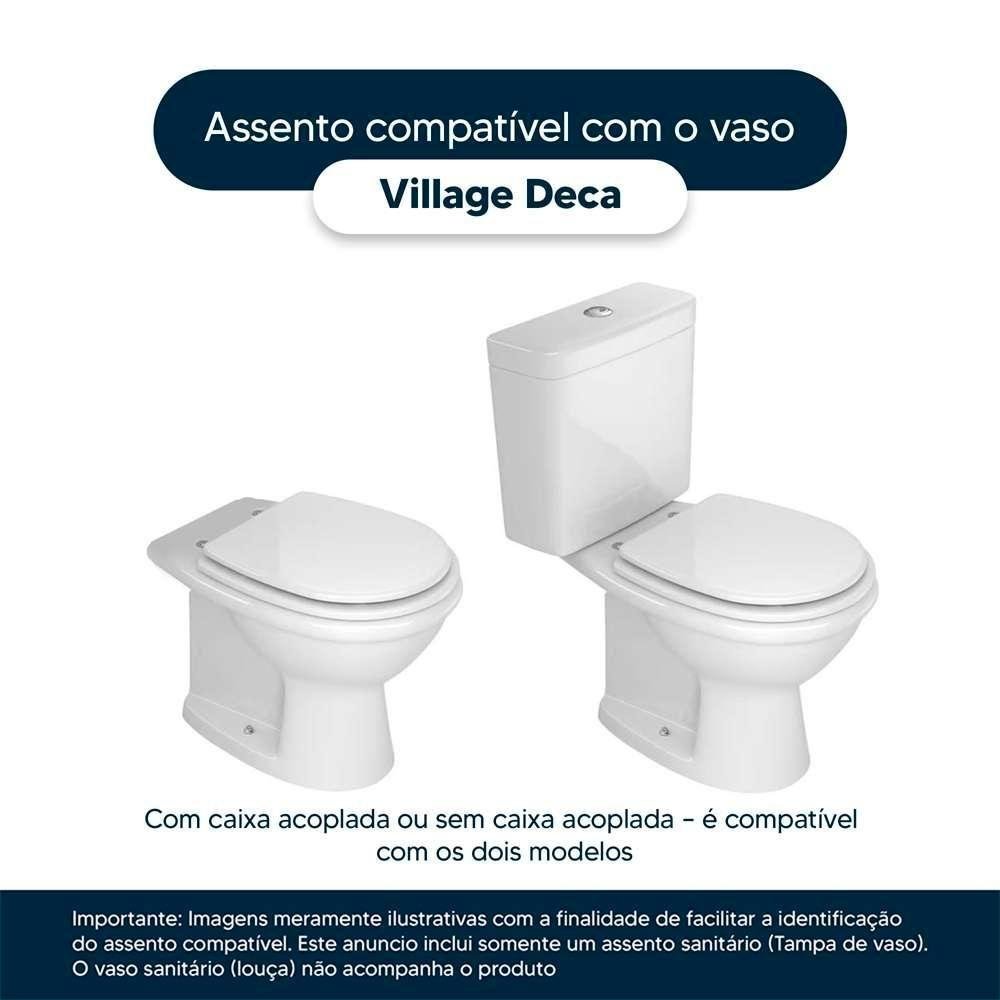 Tampa de Vaso Poliéster com Amortecedor Village Branco para Bacia Deca com Ferragem Dourada - 5