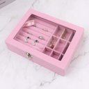 Ver imagem 4 de Estojo Porta Joia Organizador Tampa Transparente Rosa Barbie