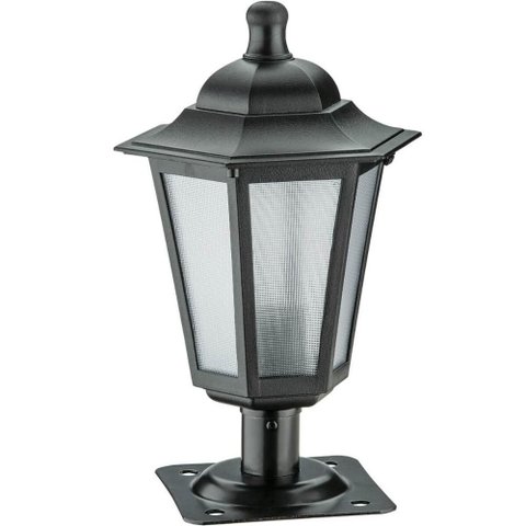 Balizador de Jardim Colonial em Alumínio Luminária para Muro Preta Lente Fosca Clássica Dital