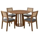 Ver imagem 1 de Mesa de Jantar Redonda Pitanga com 4 Cadeiras Estofadas Tamarindo Linho Grafite