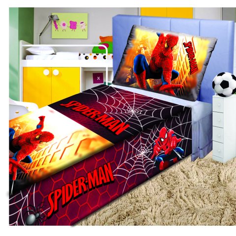 Jogo De Lençol Decorativo E Fronha Solteiro Homem Aranha , Kit 2 pçs