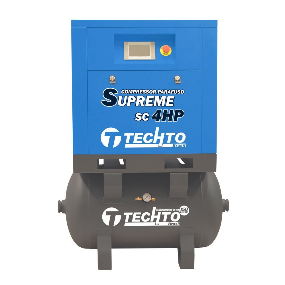 Compressor Parafuso Techto SC4 Supreme 4 Hp 10 Bar 150 Lts Monofásico
