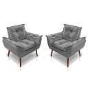 Ver imagem 1 de Kit 02 Poltrona Opala Decorativa 4 Almofadas 40 X 40