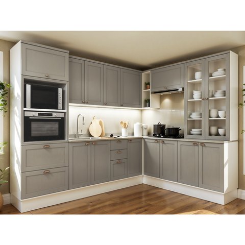 Cozinha Completa 16PTS 4GAVS s/Tpo Iluminata Branco/Fendi