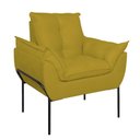 Ver imagem 1 de Poltrona Sofá Luxo Base Metal Preto Recepção Escritório Amarelo