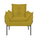 Ver imagem 3 de Poltrona Sofá Luxo Base Metal Preto Recepção Escritório Amarelo
