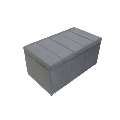 Puff Baú Infantil (solteiro) 90x50x45cm na Cor Cinza no Tecido Veludo Liso (módulos)